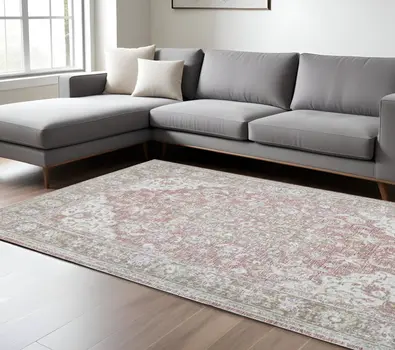 9' X 13' Sage And Gray Medallion Area Rug