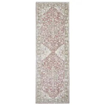 8' Sage And Gray Medallion Runner Rug