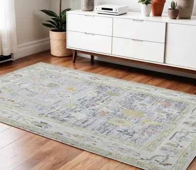 4' X 6' Sage And Gray Medallion Area Rug