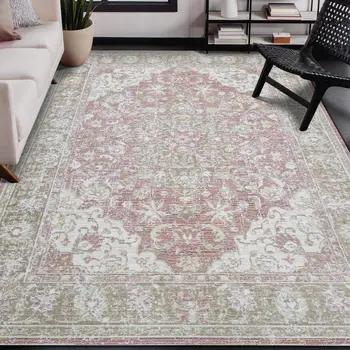 5' X 8' Sage And Gray Medallion Area Rug