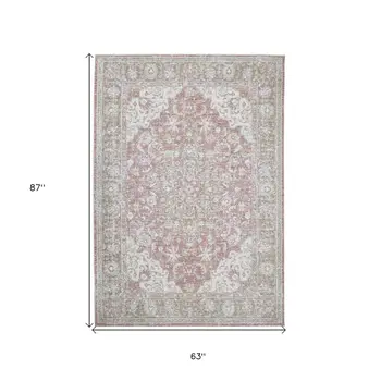 5' X 8' Sage And Gray Medallion Area Rug