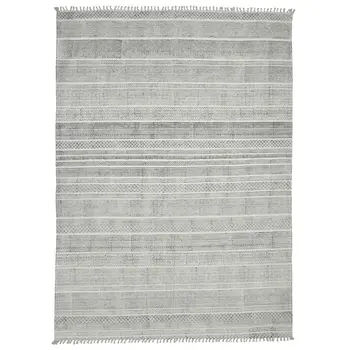 7' X 10' Charcoal Geometric Flatweave Handmade Distressed Area Rug