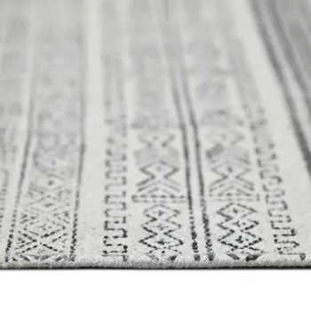 9' X 12' Black And Gray Geometric Flatweave Handmade Distressed Area Rug With Fringe