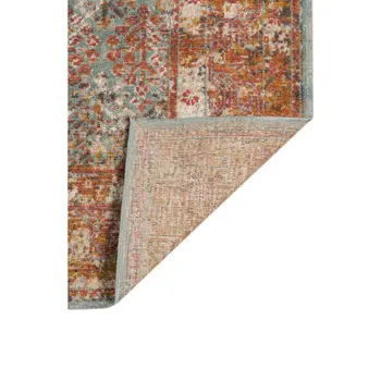 7' X 9' Teal And Orange Medallion Distressed Area Rug