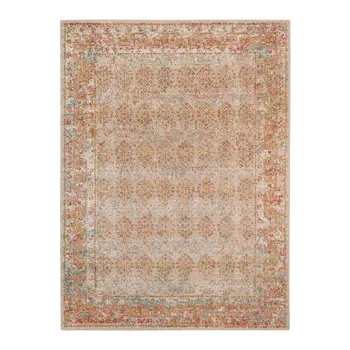 9' X 12' Beige And Orange Southwestern Area Rug