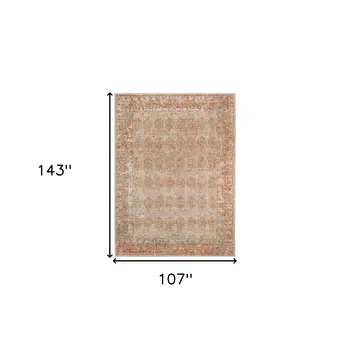 9' X 12' Beige And Orange Southwestern Area Rug
