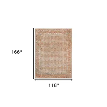 10' X 14' Beige And Orange Southwestern Area Rug