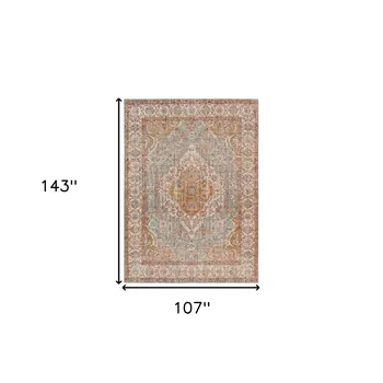 9' X 12' Orange Oriental Distressed Area Rug