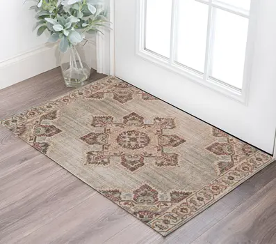 2' X 3' Beige And Rust Medallion Area Rug