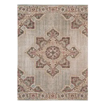 7' X 9' Beige And Rust Medallion Area Rug