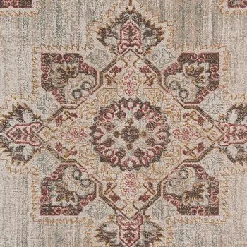 7' X 9' Beige And Rust Medallion Area Rug