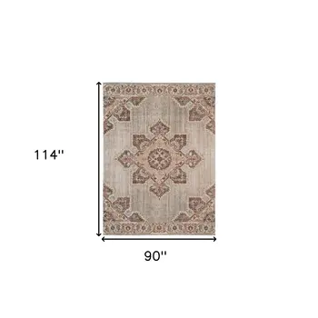 7' X 9' Beige And Rust Medallion Area Rug