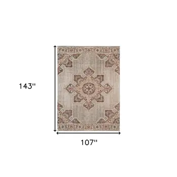 9' X 12' Beige And Rust Medallion Area Rug