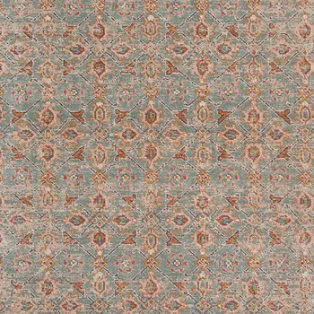 6' X 8' Teal Red And Orange Floral Area Rug