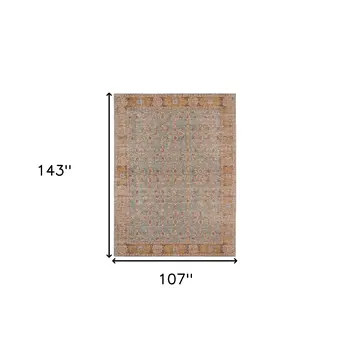 9' X 12' Teal Red And Orange Floral Area Rug