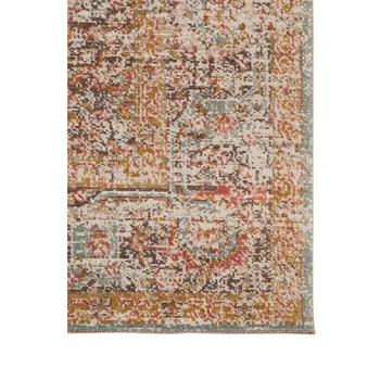 7' Teal Red And Orange Medallion Runner Rug