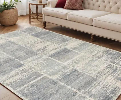 5' X 8' Gray And Light Blue Geometric Area Rug