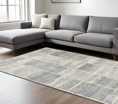 6' X 9' Gray And Light Blue Geometric Area Rug