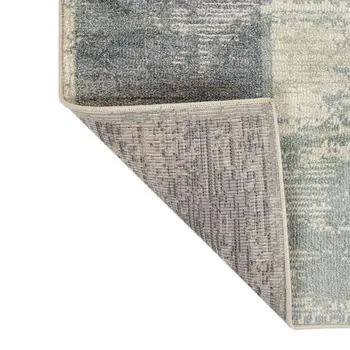 9' X 12' Gray And Light Blue Geometric Area Rug