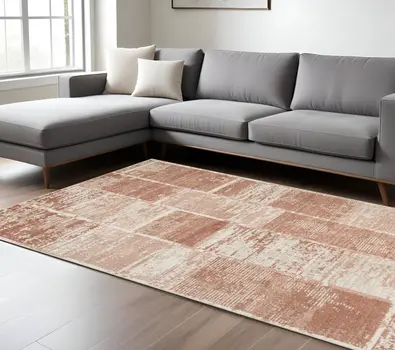 9' X 12' Sand And Ivory Geometric Area Rug