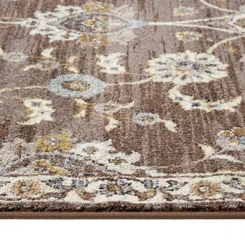 2' X 3' Ivory Blue And Brown Floral Area Rug