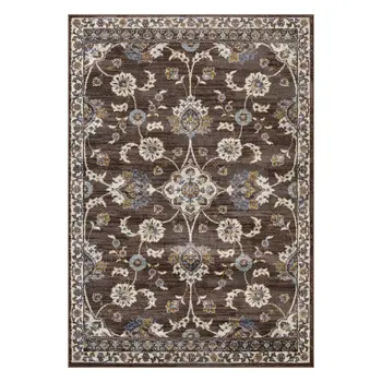 8' X 10' Ivory Blue And Brown Floral Area Rug