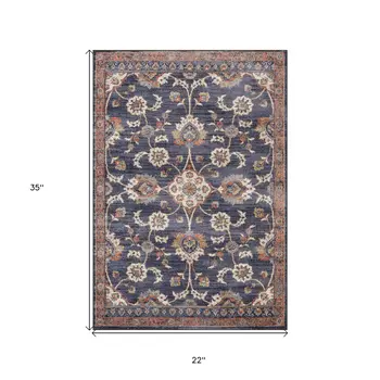 2' X 3' Ivory And Orange Floral Area Rug