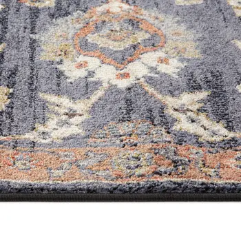 5' X 8' Ivory And Orange Floral Area Rug