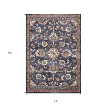 5' X 8' Ivory And Orange Floral Area Rug