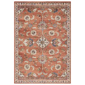 2' X 3' Ivory Blue And Orange Floral Area Rug