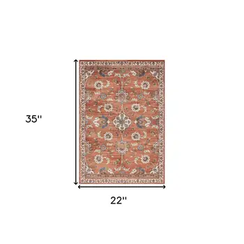 2' X 3' Ivory Blue And Orange Floral Area Rug