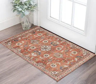 2' X 3' Ivory Blue And Orange Floral Area Rug