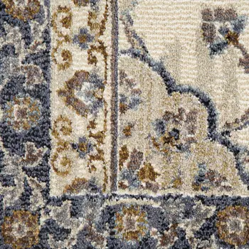 5' X 8' Ivory And Charcoal Floral Area Rug