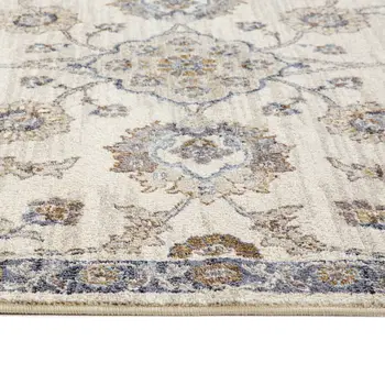 5' X 8' Ivory And Charcoal Floral Area Rug