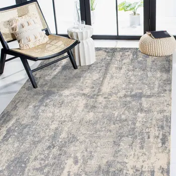 9' X 12' Light Gray And Blue Abstract Area Rug