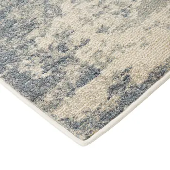 9' X 12' Light Gray And Blue Abstract Area Rug