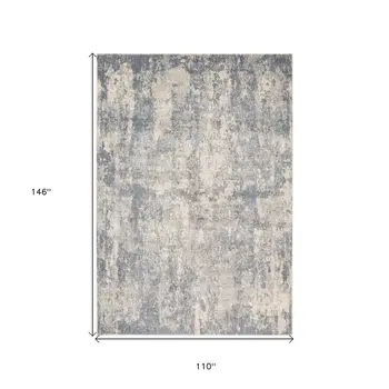 9' X 12' Light Gray And Blue Abstract Area Rug