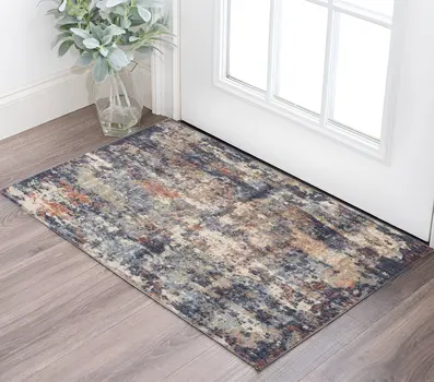 2' X 3' Ivory And Orange Abstract Area Rug