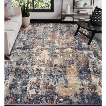 2' X 3' Ivory And Orange Abstract Area Rug