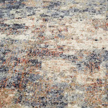 10' Ivory And Orange Abstract Runner Rug