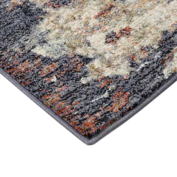 8' X 10' Ivory And Orange Abstract Area Rug