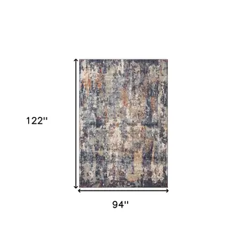 8' X 10' Ivory And Orange Abstract Area Rug