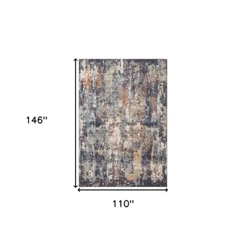 9' X 12' Ivory Orange And Dark Gray Abstract Area Rug