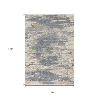 9' X 12' Ivory Blue And Gray Abstract Area Rug