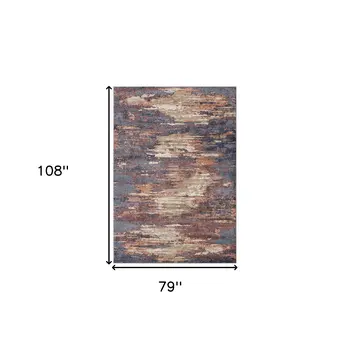 6' X 9' Ivory Rust And Blue Abstract Area Rug