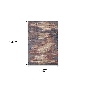 9' X 12' Ivory Rust And Blue Abstract Area Rug