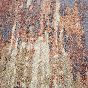 2' X 3' Beige Rust And Blue Abstract Area Rug