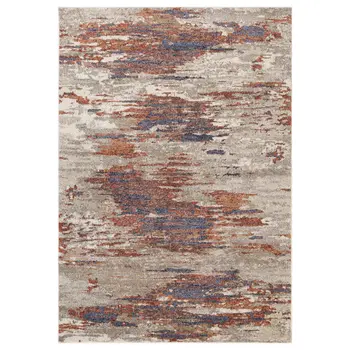 6' X 9' Beige Rust And Blue Abstract Area Rug