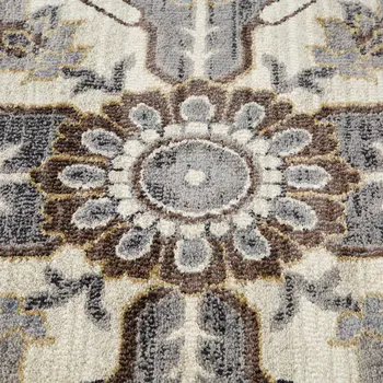 2' X 3' Ivory Gray And Black Floral Medallion Area Rug