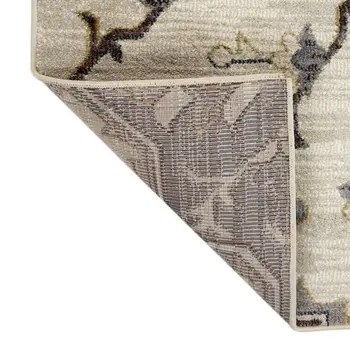 2' X 3' Ivory Gray And Black Floral Medallion Area Rug